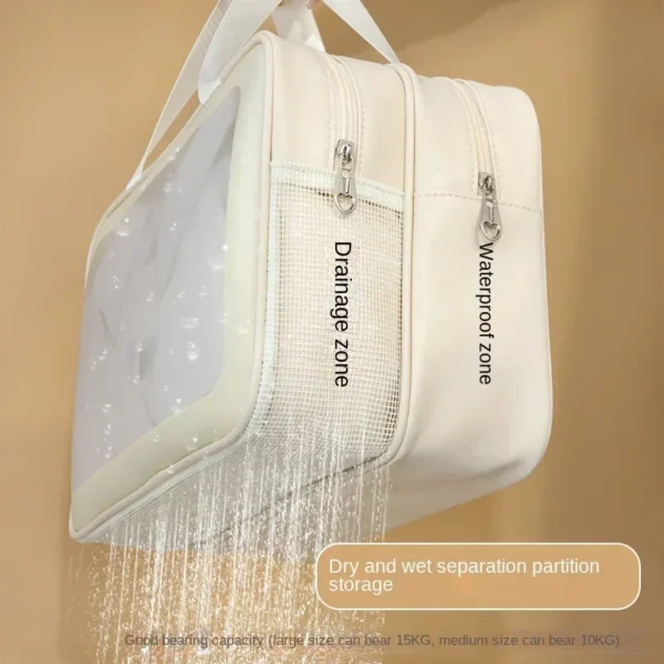 Discover our versatile wet-dry separation makeup and toiletry bags, expertly designed and available in a range of sizes to meet all your needs. - Image 2